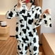 thumbnail image 3 of GOOHOCHY Conjunto de pijama de manga larga para mujer con estampado de vaca y pantalones para dormir (L), 3 of 8