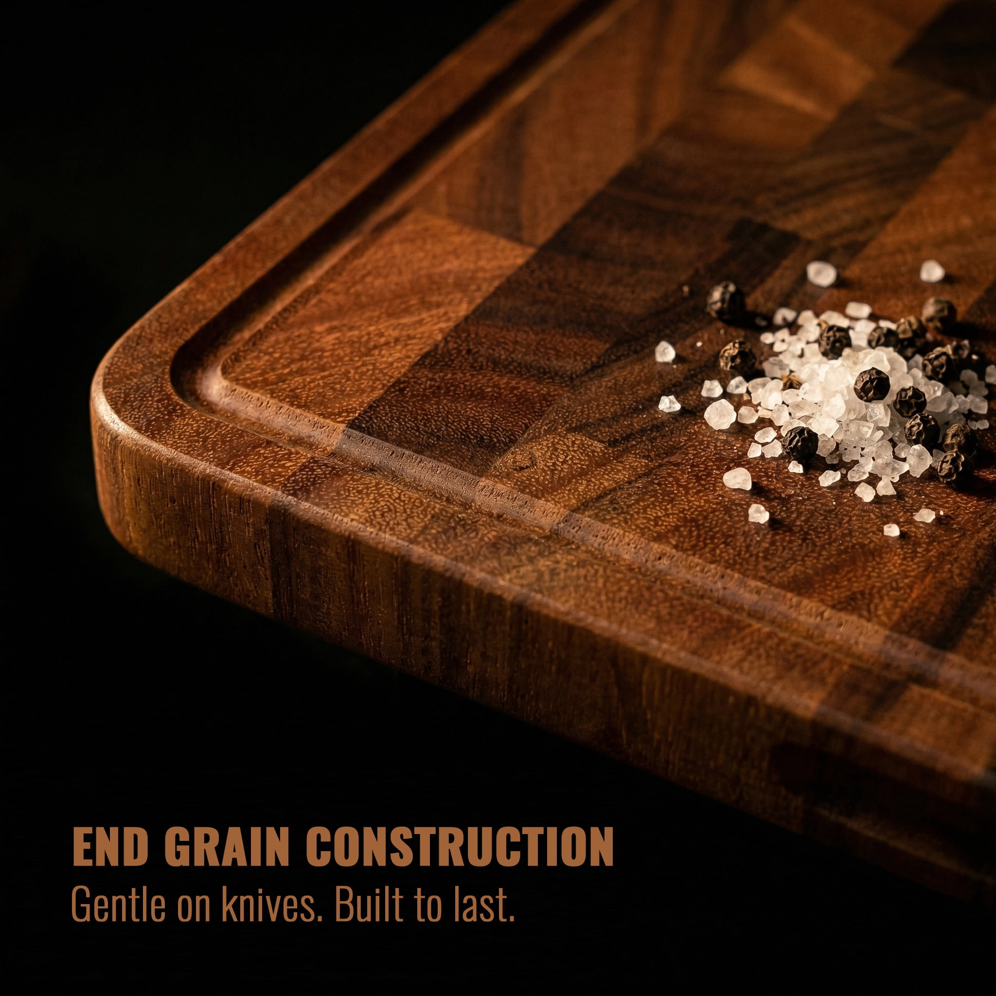 Babilonia Walnut Cutting Board - 17" x 13" x 1" Wood Chopping Board with Juice Groove and Handle (Oil Bottle Included)
