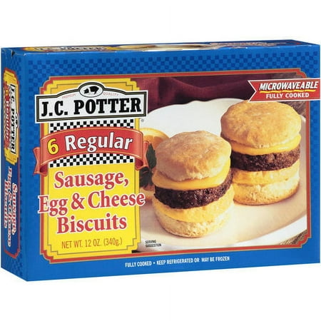 J.C. Potter Sausage, Egg & Cheese Biscuits Sandwiches,12 oz, 6 Ct