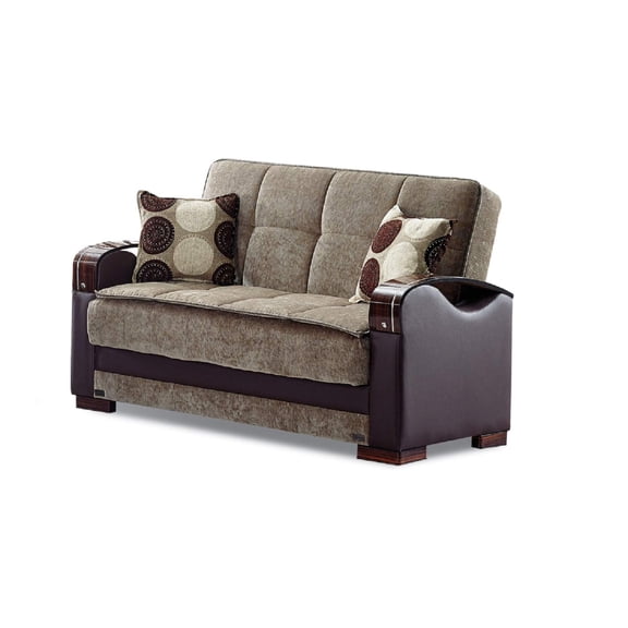 Beyan Signature Rochester 63" Chenille Convertible Loveseat in Light Brown