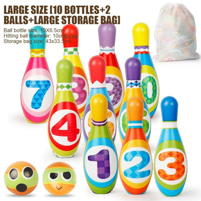 Ensemble de Quilles pour Enfants Jouets pour Tout-Petits Garçons Filles Balle de Quilles Colorée Imprimée avec Chiffres Jouets