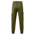 thumbnail image 5 of Bibifish Mens Cargo Pants Autumn Solid Color Drawstring Elastic Waist Jogger Trousers Soft Drop-Crotch Sports Pants With Multiple Pockets, 5 of 5