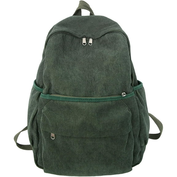 Aesthetic Backpack Cute Backpack Corduroy Backpack School Supplies Laptop Bag for Women Students Solid Color(Green)