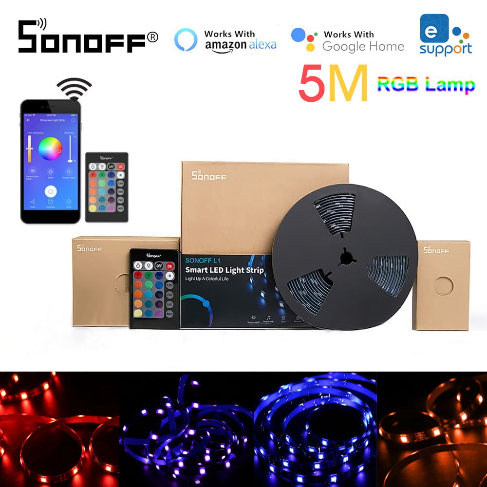 Details about   SONOFF L1 Smart LED Light Strip Neon Kit WIFI RGB Waterproof For Alexa Google&& 