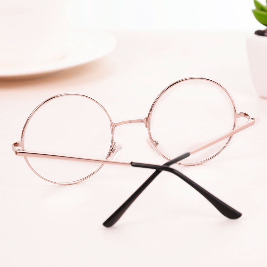 Mens Womens Fashion Round Retro Metal Frame Clear Lens Eye Glasses Large Circle 