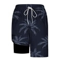thumbnail image 4 of Shorts for Men with Liner Summer Plus Size Hawaiian Printed Elastic Waist Drawstring Summer Beach Shorts with Pockets, 4 of 6