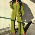 thumbnail image 2 of Kaemgyyd Women 2 Piece Outfits Casual Long Sleeve Loose Button down Shirts Blouses Tops Wide Leg Long Pants Sets Streetwear, 2 of 6