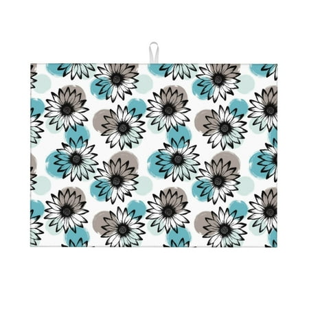 

Adobk Watercolor Sunflower Dish Drying Mat for Kitchen Counter Absorbent Microfiber Drying Pad Reusable Washable Large 18 x24