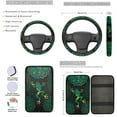 thumbnail image 3 of Jeiento Frog 13 Piece Car Seat Cover Set with Steering Wheel Cover Seatbelt Strap Pad Armrest Pad Boho Flower Cup Coasters Key Chain Green Automobile Interior Sets Fit for Van Trucks, 3 of 8