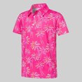 thumbnail image 2 of FYDUU Boys Polo Shirt Hawaiian Printed Short Sleeve Collared Golf Shirts Comfortable Breathable Active Polo Shirts for Kids Casual Tops 13-14 Years, 2 of 3