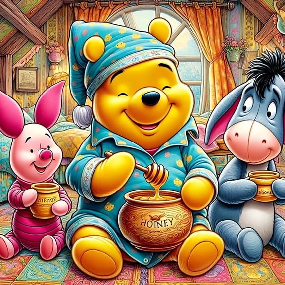 DIY 5D Diamond Digital Painting Kit Crystal Rhinestone Embroidery Cross-stitch artwork Crafts Canvas wall Decoration Birthday Gift Tigger Eeyore (Winnie the Pooh ) 12 X 12 inches