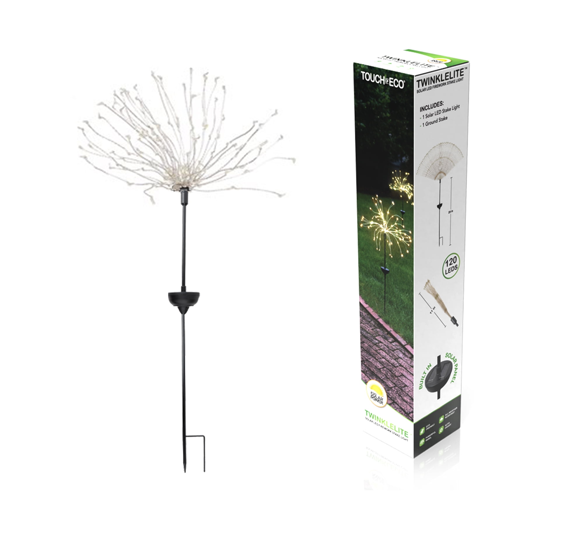 Solar LED Firework Garden Stake - Warm White Outdoor Decor Light
