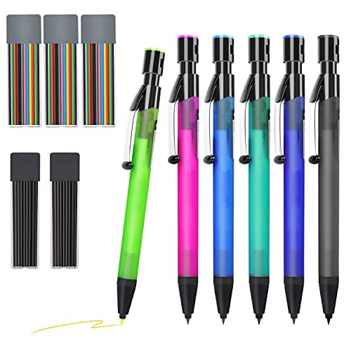 6Pcs  2.0mm Colored Mechanical Pencil Fefill Lead Erasable Student Stationary HI 
