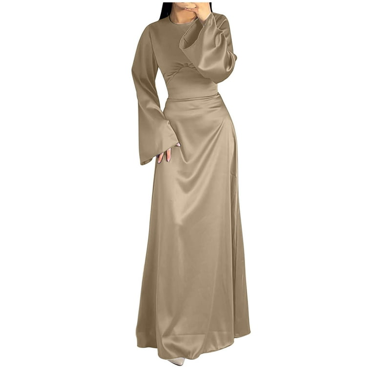 chinese dress ladies Ariane Khaki Satin Midi Dress