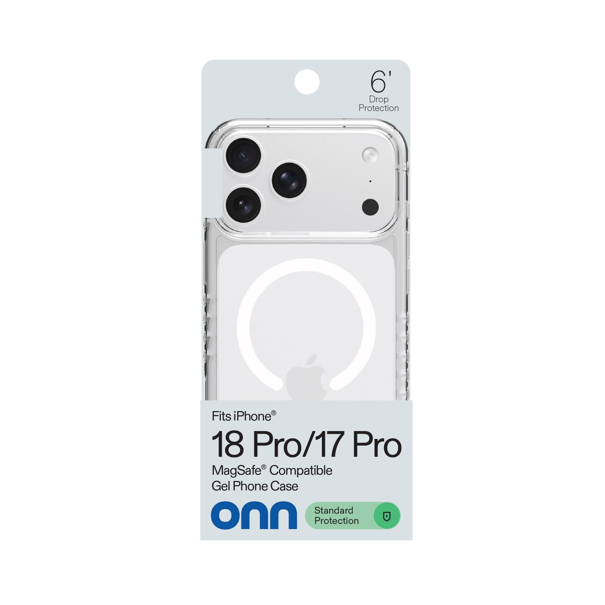 onn Protective Gel Phone Case for iPhone 18 Pro / 17 Pro, MagSafe Compatible - Clear