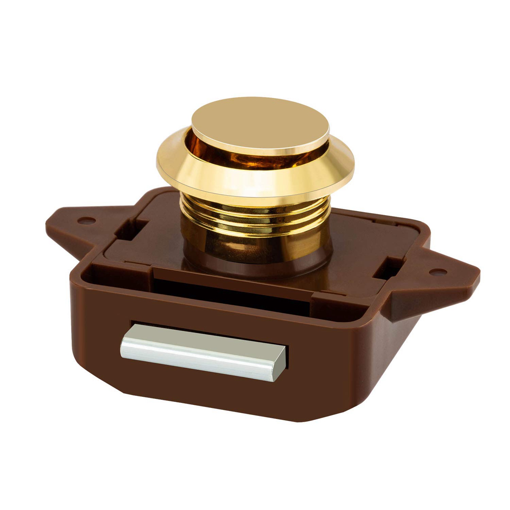 15Pcs Keyless Push Button Catch Door Knob Lock for RV Caravan Cabinet Boat Motor Home Cupboard, Brown Gold
