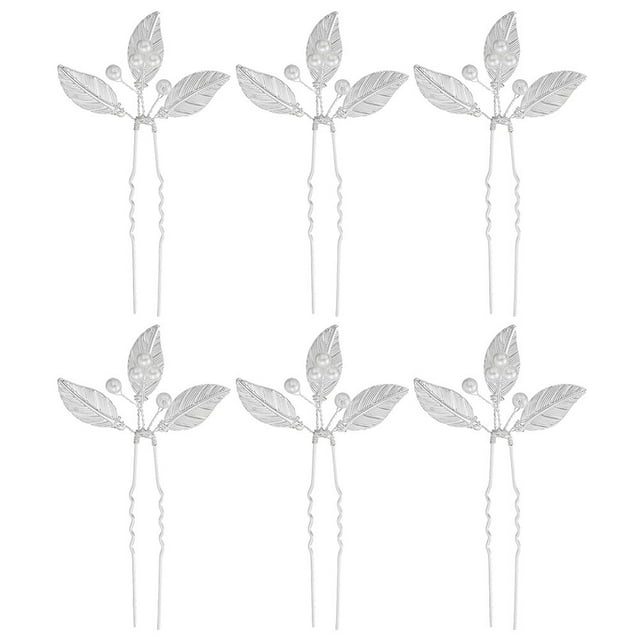 KAKOWELY 6 piezas elegantes de pinzas para el pelo con forma de hoja para novia, decoración para tocado de boda o fiesta.
