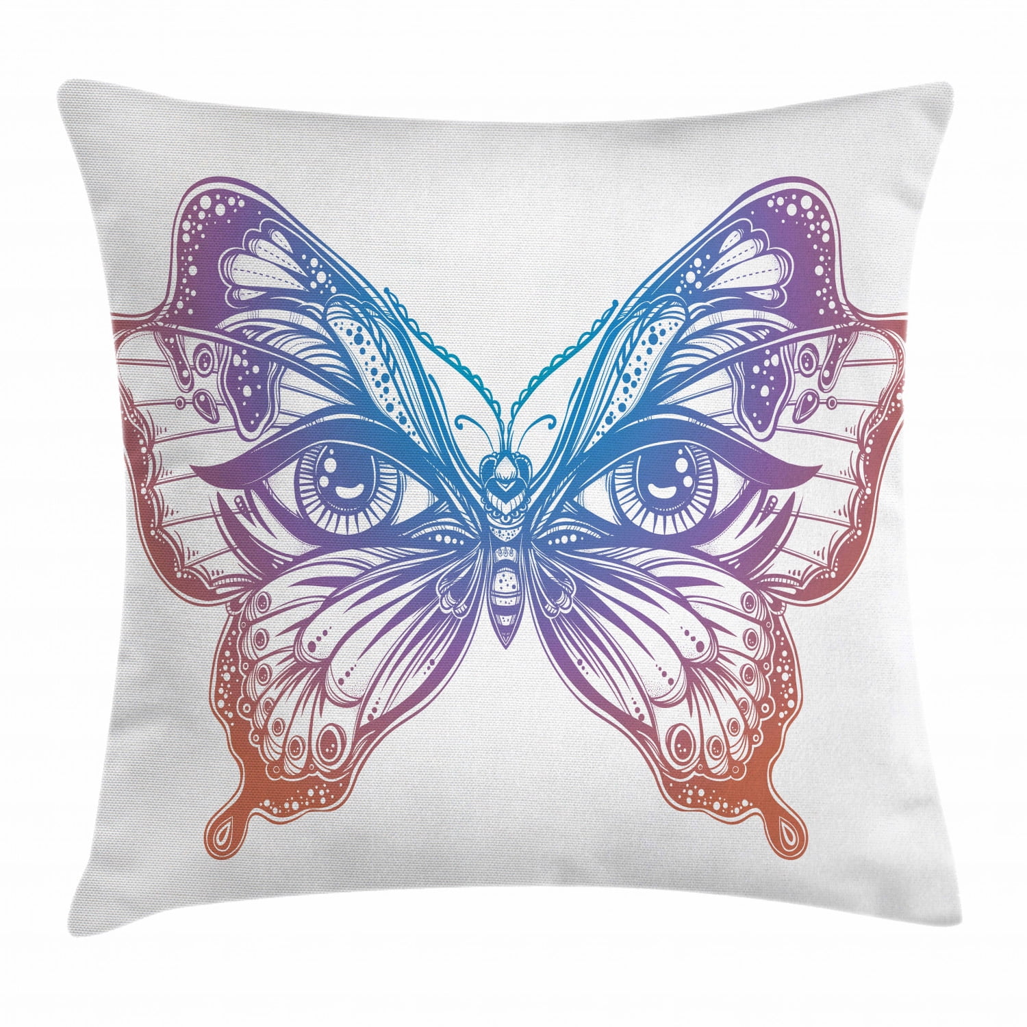 Coussin Décoratif Papillon - Housse En Peluche Douce Avec Imprimé Papillons Colorés - 40x30 Cm