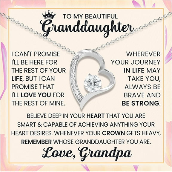Granddaughter Necklace From Grandpa to Grandaughter Gift For Her Jewelry Present On Birthday, Mother's Day, Valentine's Day Or Wedding Day