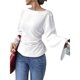 thumbnail image 1 of Camisas de Larga para Mujer, Tops Cortos de Otoño, Cuello , Mangas Acampanadas, Acanalados, con Cordones, Ropa Y2K XL, 1 of 8