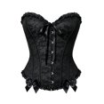 thumbnail image 6 of Women's Vintage Halloween Costume Corset Sweetheart Neckline Floral Lace Trim Bustier Top with Ribbon Bows for Renaissance Gothic Cosplay Party Wear, 6 of 6