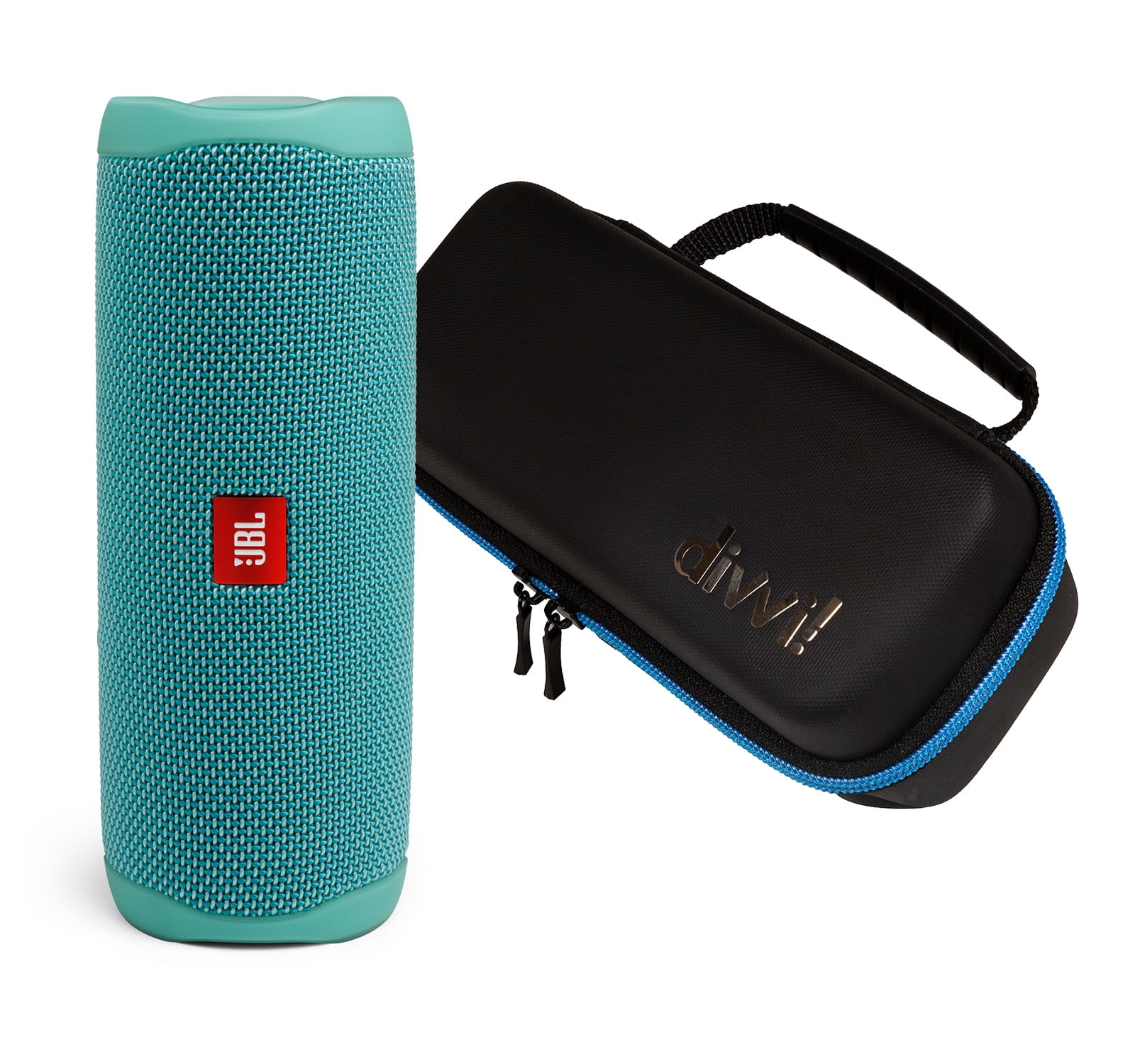 JBL Flip 5 Teal Portable Bluetooth Speaker w/divvi! Hardshell Case