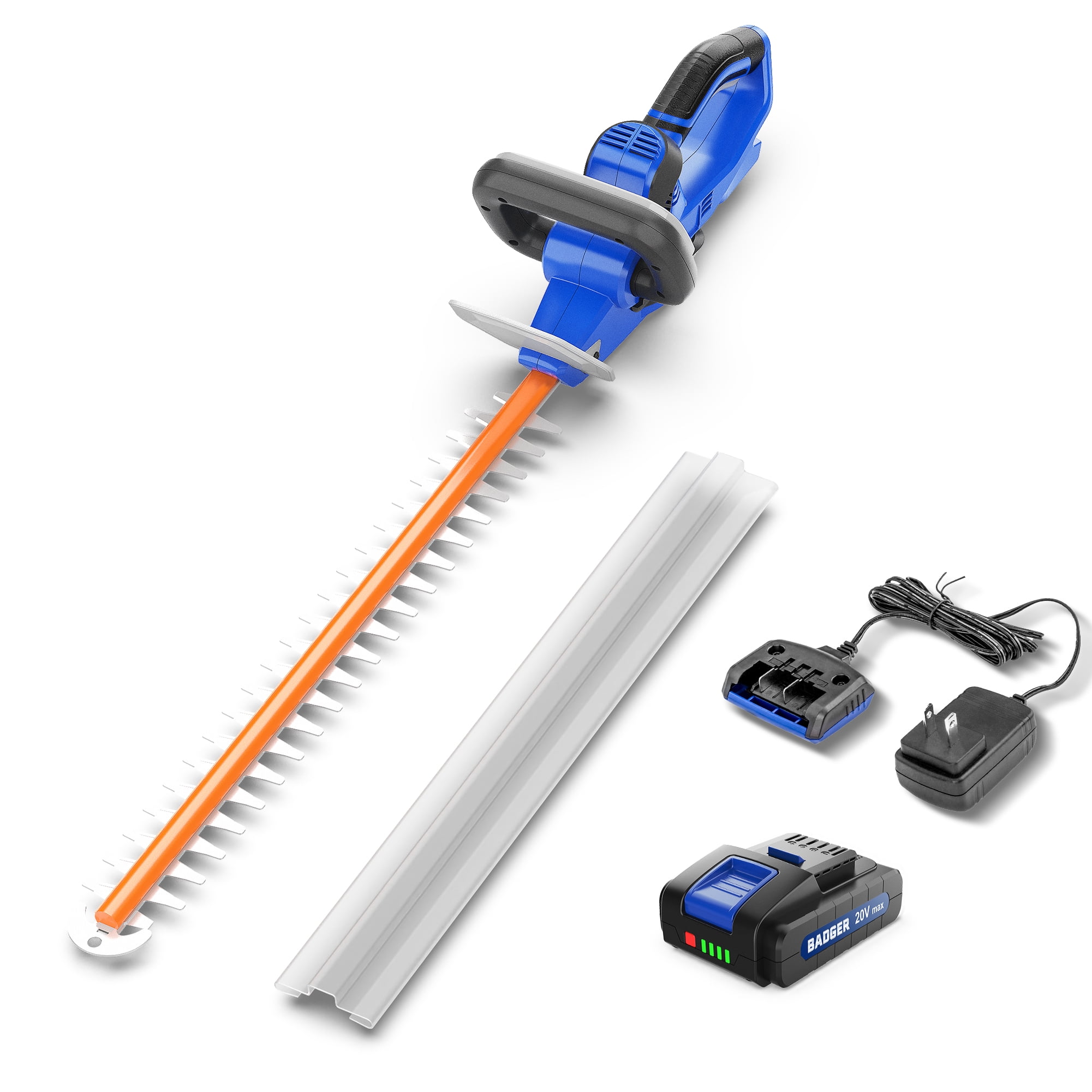 WILD BADGER POWER 20V Hedge Trimmer Upgrated, 22" Cordless with Guard & Bumper, Lightweight, Powerful, 2.0AH Battery and Charger Included