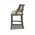 thumbnail image 5 of 26.5" Counter Height Bar Stool With Beige Linen Covering. Relaxing Sitting Comfort. Solid Hardwood. Mid-height Back Low Form. Recessed Arm. Protected Brass- Footrest. Suits & Tables In Linen., 5 of 6