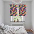 thumbnail image 6 of 2 Panels Kitchen Tier Curtains 39 Inch Length, Colorful Geometric Grommets Window Treatment Curtain, Modern Multicolor Abstract Motifs Thermal Curtains Drapes for Living Room/Bathroom, 6 of 9