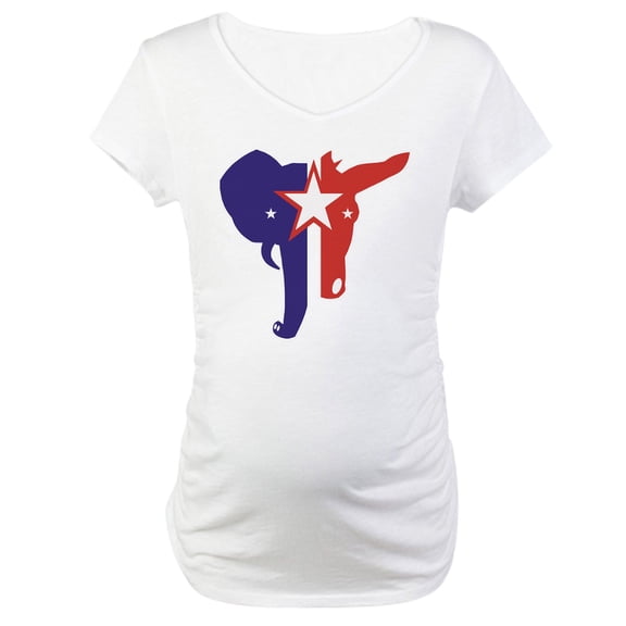 CafePress - Republican Democrat Maternity T Shirt - Cotton Maternity T-shirt, Cute & Funny Pregnancy Tee