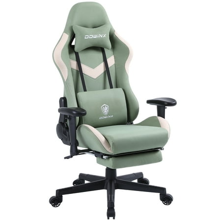 Dowinx Gaming Chair Fabric Office Chair with Pocket Spring Cushion, Ergonomic Computer Chair with Footrest and Massage Green