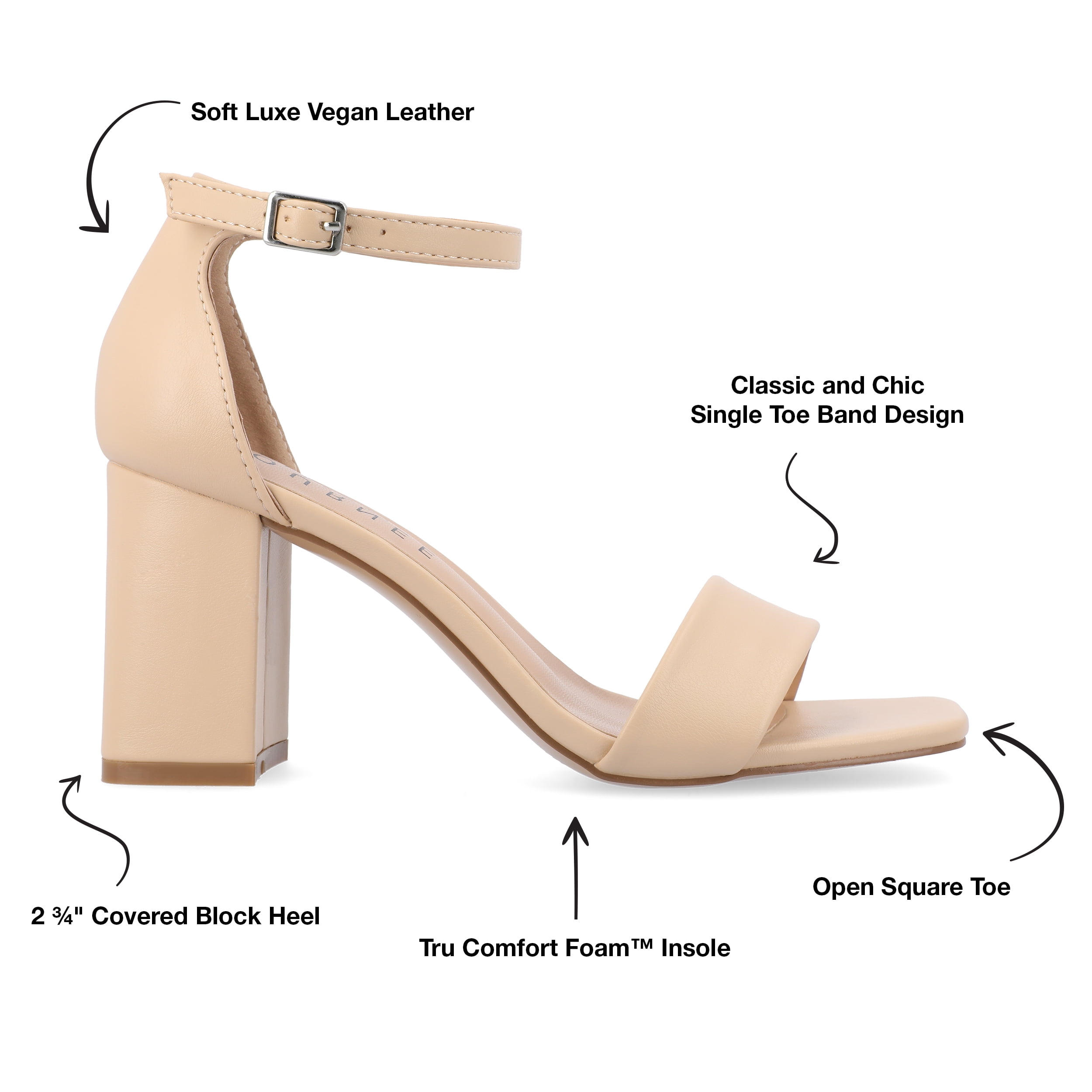 Journee Women's Valenncia SuperNatural Shades Narrow Width Open Square Toe Ankle Strap Sandals