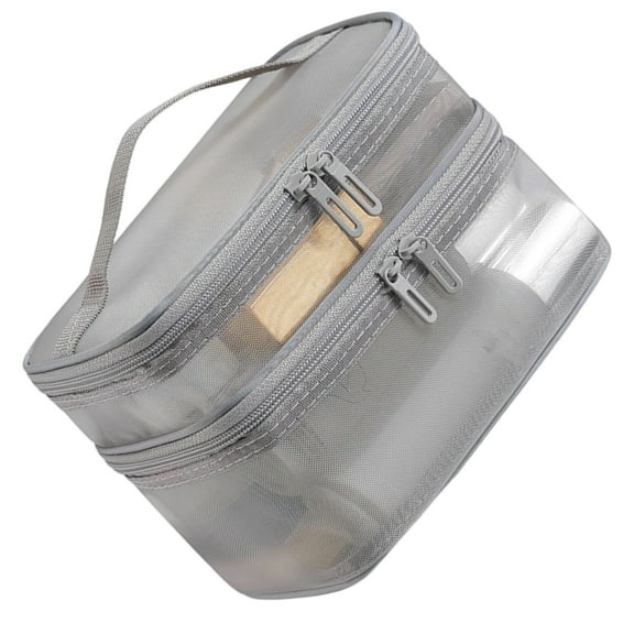Large Capacity Breathable meshes Makeup Bag Two Compartments Portable Toiletry Bags Gym Vacation Daily Use