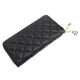 thumbnail image 3 of Cartera larga con cremallera para mujer Cartera de piel sintética con estampado de diamantes para mujer Negro, 3 of 10