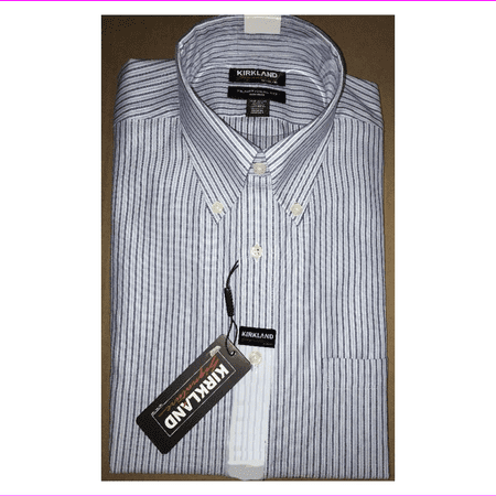 Kirkland Signature Men’s Non Iron Traditional Fit Dress Shirt 16-32/33/Blue/White