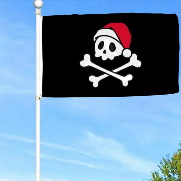 Bayyon Skull Santa Halloween Pirate Flag Banner with Grommets 3x5Feet Man cave Decor