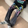 thumbnail image 4 of Pantalones deportivos para hombre, estilo hip hop, de pierna ancha, rectos, nuevos artículos elegantes, pantalones deportivos holgados, estilo coreano, 4 of 5