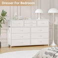 thumbnail image 4 of YYEAN Wide 10 Drawer Dresser,TV Stand Entertainment Center Fabric Storage Dressers Drawers for Bedroom, Hallway, Nursery, Closets, Steel Frame, Wood Top (White), 4 of 9