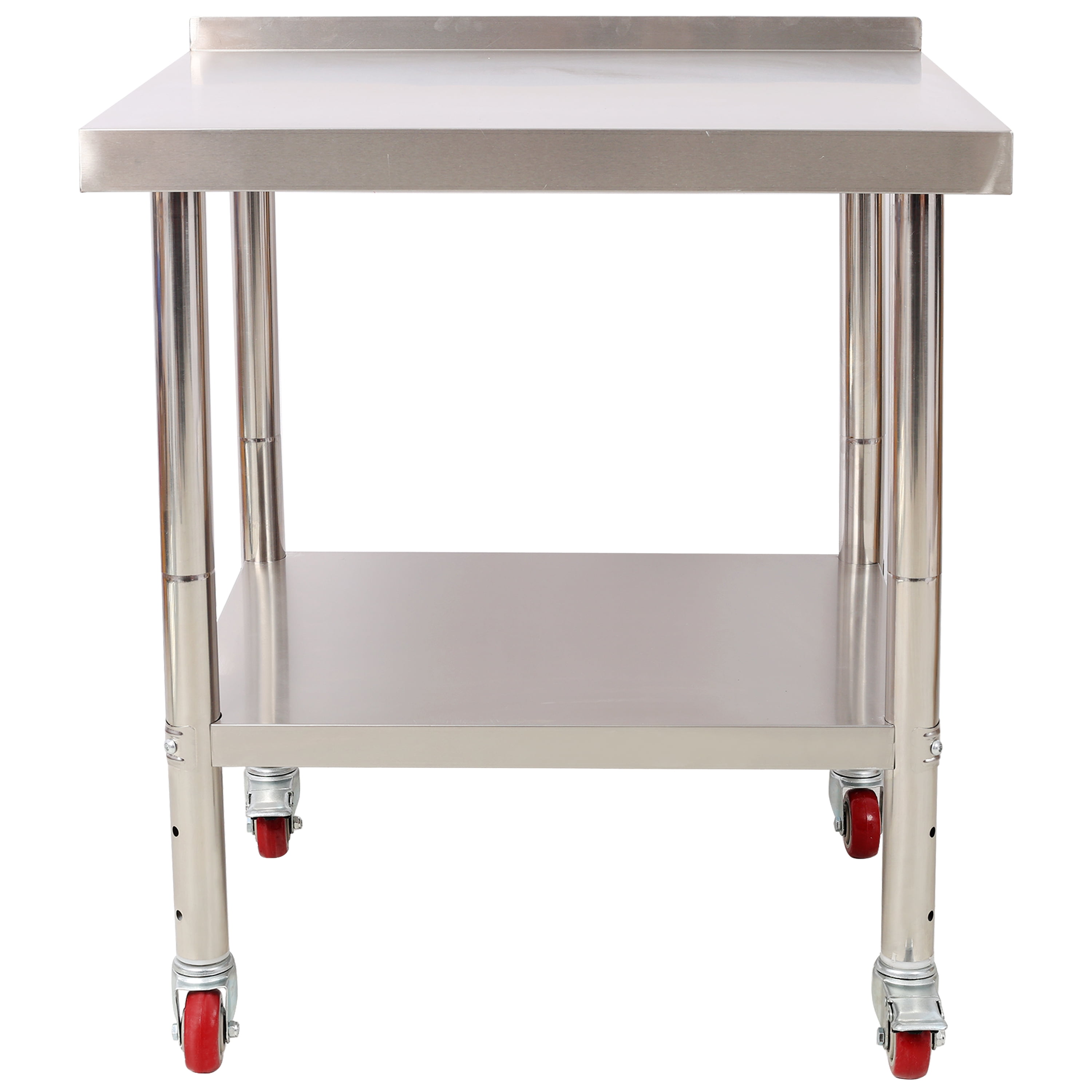 30x24x35-1/2 Inch Stainless Steel Prep Table, 440lbs Load Heavy Duty Metal Worktable with Backsplash, Adjustable Undershelf & 4 Casters, Commercial Workstation for Kitchen/Restaurant
