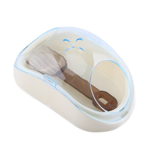 Arena para baño de hámster para mascotas, caja de baño de plástico transparente para ardilla y baño con pala (azul)