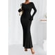 thumbnail image 2 of Vestido PRETTYGARDEN Otoño 2025 Maxi de Punto Acanalado Negro XXL, 2 of 8