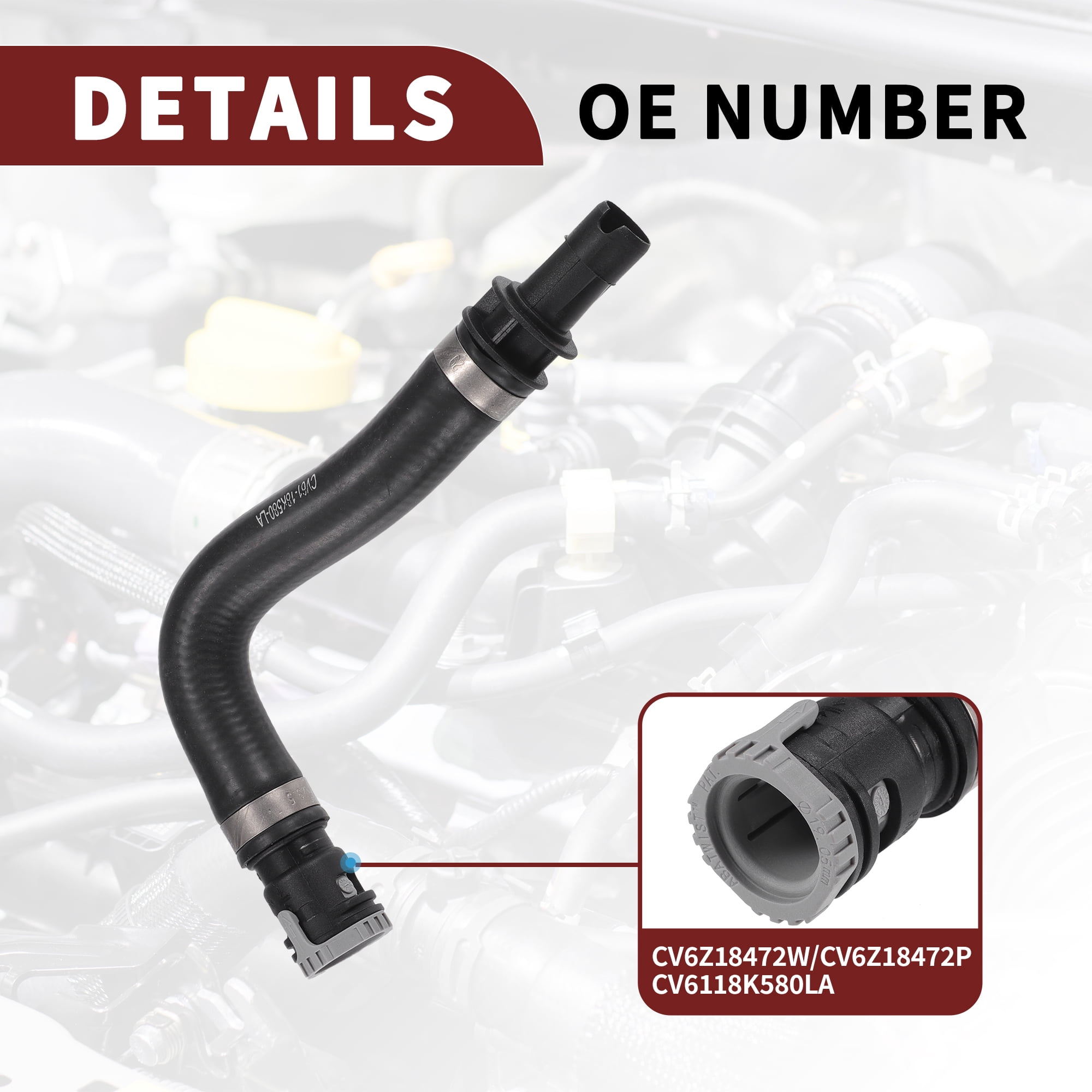 Unique Bargains Water Heater Hose for Ford Escape High Sealing No.CV6Z18472W | Engine Heater Hose Assembly Black 1 Pcs