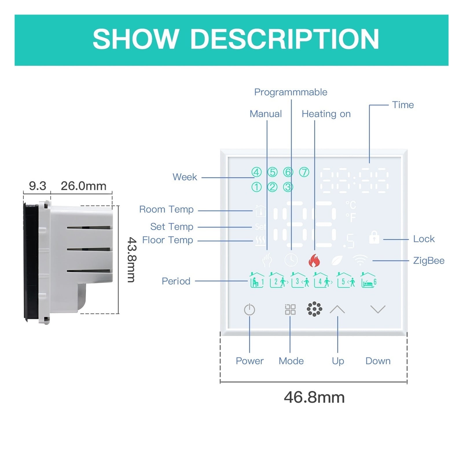 Touch Screen Thermostat For Electric Floor Heating Water Boiler ,Temperature Remote Controller Home ,Temperature calibrating