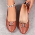 thumbnail image 4 of IEMIEMIEM Women's Leather Flats Comfortable Pointe Toe Slip On Flats Soft Work Flats 2026 Fashion Mary Jane Flats Light Brown 7 Wide, 4 of 7
