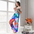 thumbnail image 5 of Wukai Bright Flowers Women Pajama Pants Comfy Stretch Drawstring Palazzo Wide Leg Lounge Pant Comfy Sleepwear Yoga Pants-Large, 5 of 6