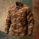 thumbnail image 1 of Ceisia Men's Loose Fit Vintage Jungle Camouflage Print Long Sleeve Cotton Shirt Brown M Gifts, 1 of 3