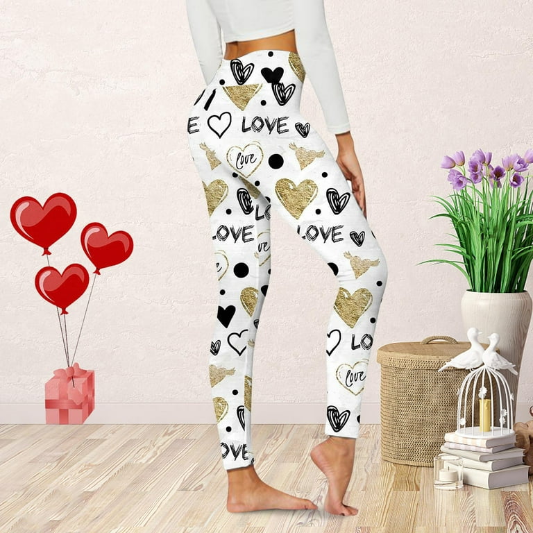 2DXuixsh Soft Boxers For Women Ladies Yoga Leggings Cute Printed Valentine  Day Casual Comfortable Leggings Lined Leather Leggings Girls Polyester Ai M  