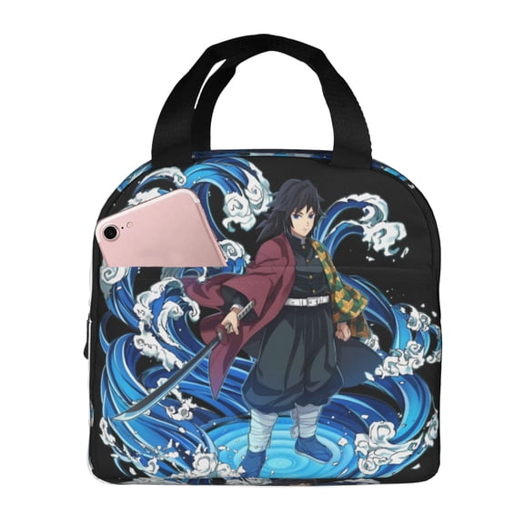 Demon Slayer Giyu Tomioka Lunch Bag Tote Bag Insulated Lunch Box Picnic Beach Fishing Work