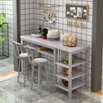 thumbnail image 6 of Lamerge Bar Dining Table Set for 2, 3 Piece Bar Table and Chairs Set, Kitchen Counter Height Dining Table Set, Small Kitchen Bar Table with Storage, Breakfast Nook Set for Small Space, gray, 6 of 7