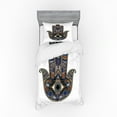 thumbnail image 2 of Ambesonne Hamsa Bedding Set 4 Pcs, Bohemian Vintage Eye Hand, Queen, Royal Blue Caramel Black, 2 of 3